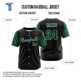 Custom Black Green Button Down Classic Baseball Jersey